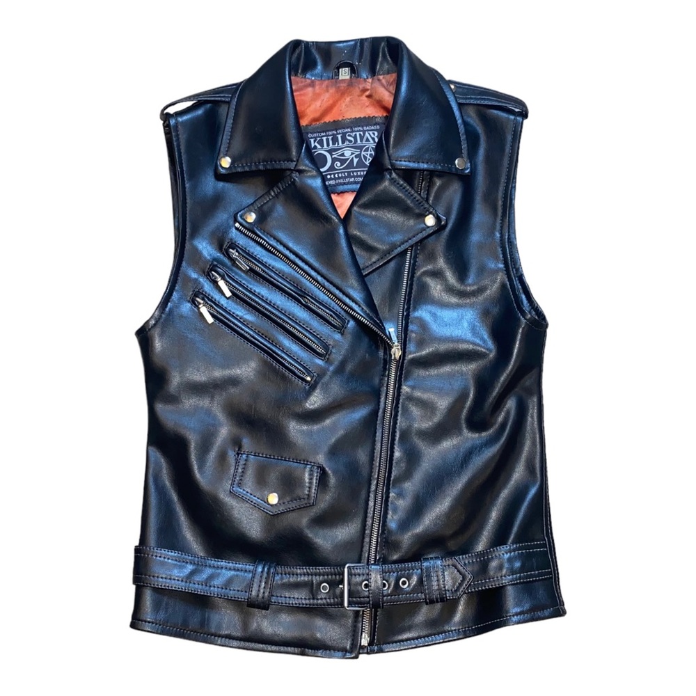 Killstar Vegan Leather Moto Vest - Punk Goth Occult Luxury Apparel